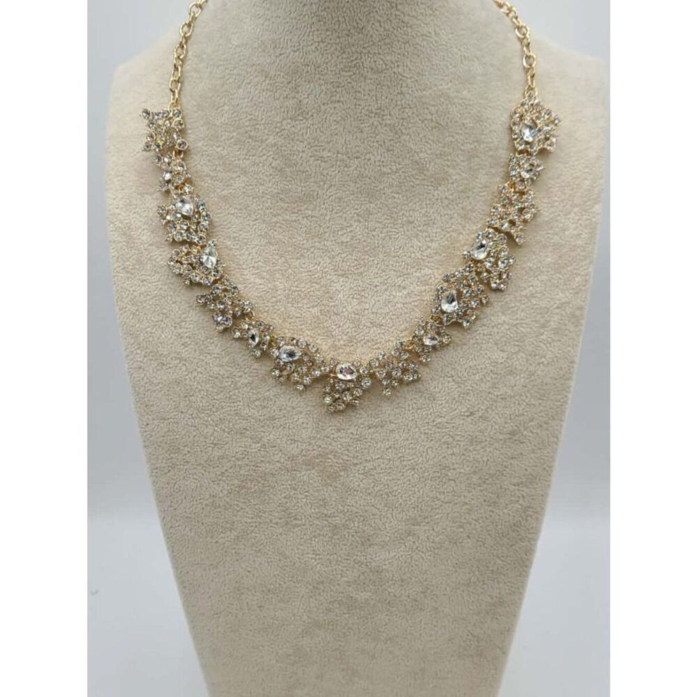 J Crew Gold Tone Clear Crystal Necklace NWOT! - Picture 5 of 12